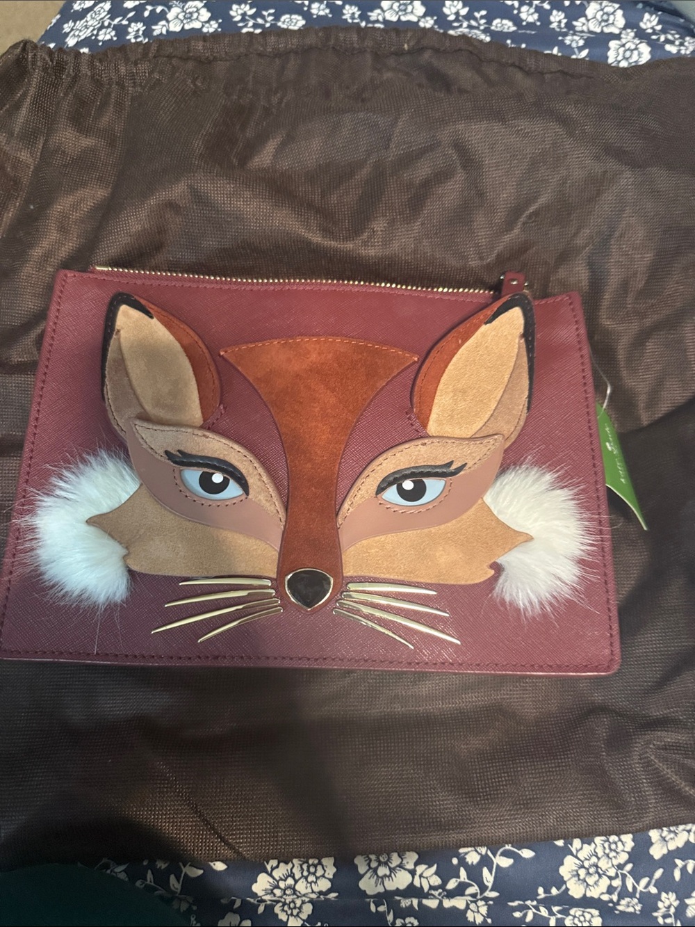 kate spade Burgundy Fox Face Crossbody Bag
